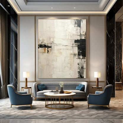 Gray - White Minimalist Abstract Art for Scandinavian Bedroom & Contemporary Gallery DLZ1723