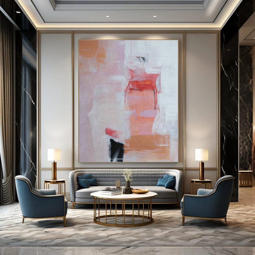 Pink - Orange Abstract Art for Bedroom & Dining Room DLZ0334