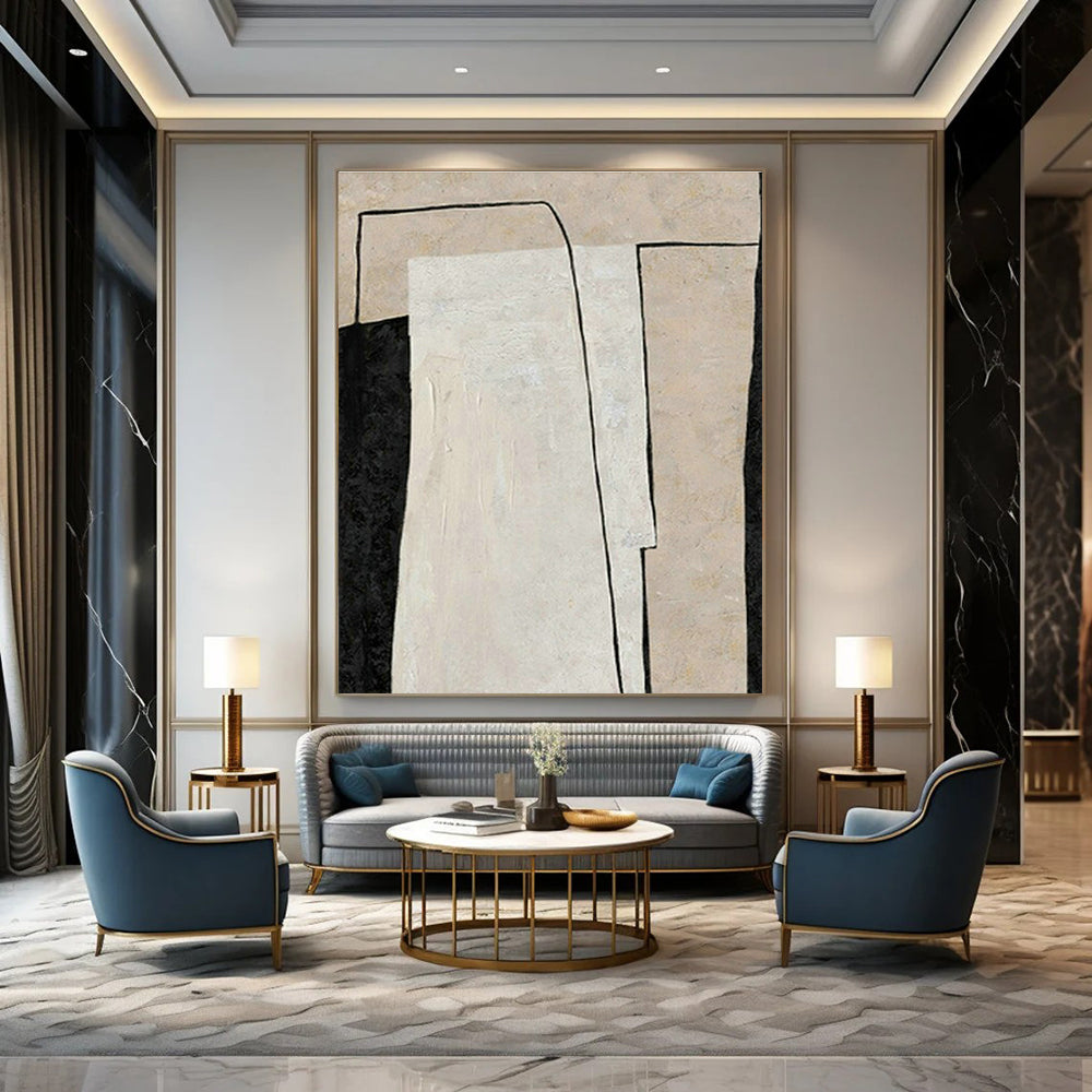 Black - White Geometric Art for Minimalist Living Room & Art Gallery DLZ2041