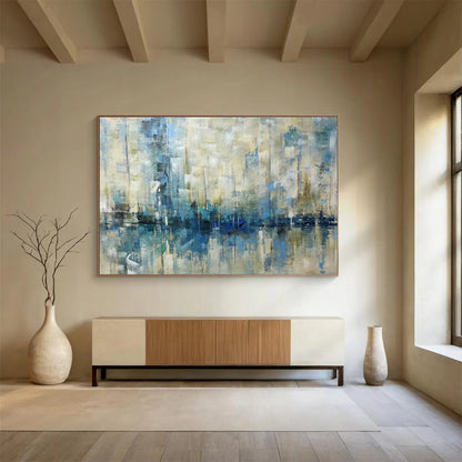 Blue - Toned Harbor Haze Art for Coastal Café Dining Areas DLZ2550