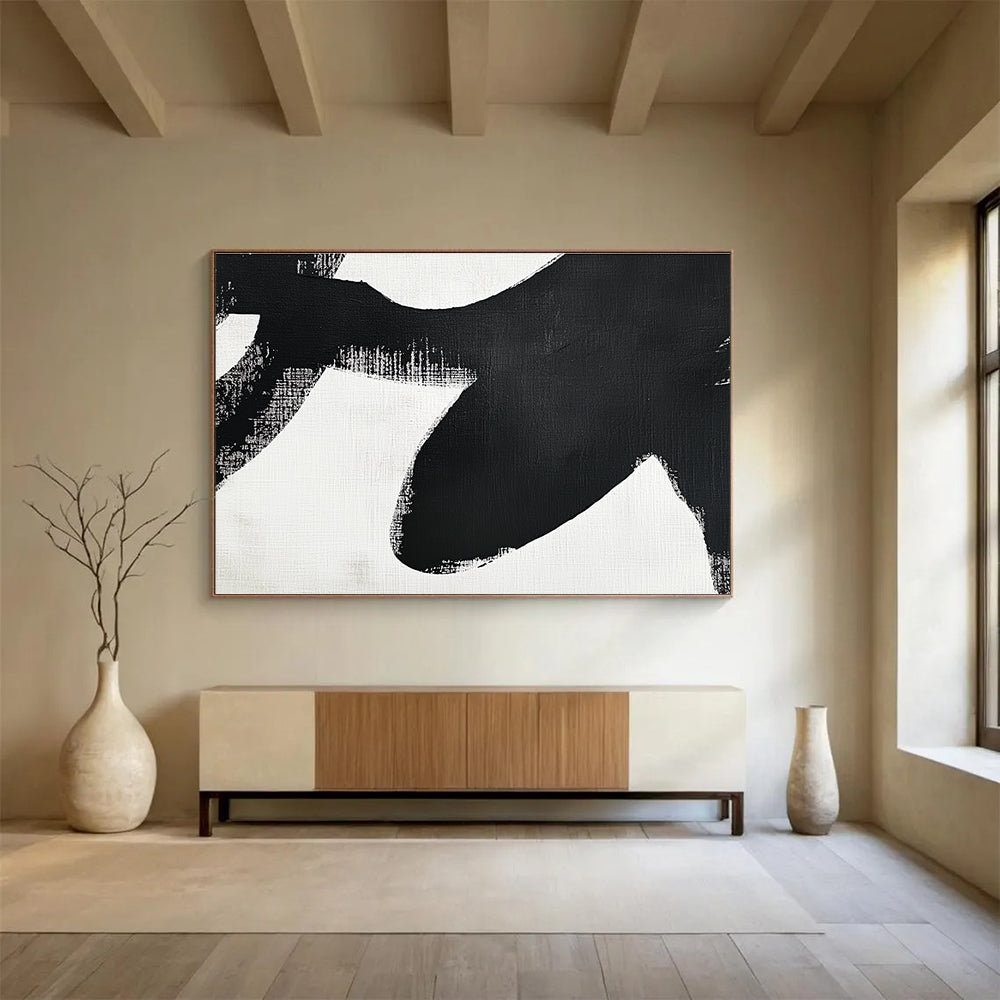 Bold Black - White Strokes Art for Creative Studio & Trendy Bar SC016