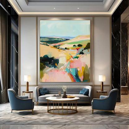 Colorful Landscape Abstraction for Modern Farmhouse Living Room & Art Gallery Café STSC150