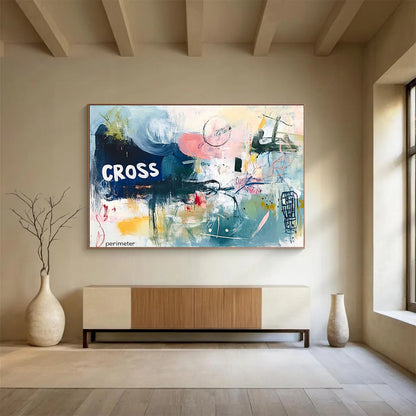 Abstract with 'CROSS' Art for Edgy Café & Creative Studio SC307
