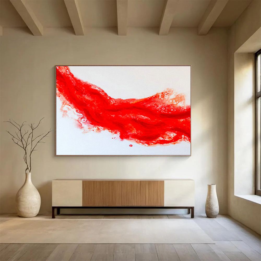 Red Flowing Abstract for Bold Restaurant Entrance DLZ2952