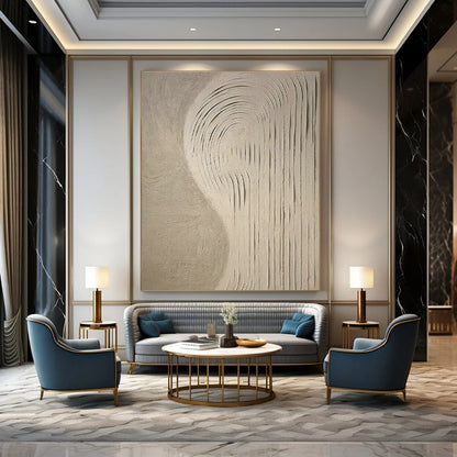 Light Brown Wavy Abstract Art for Spa Retreat & Zen - Inspired Home DLZ1855