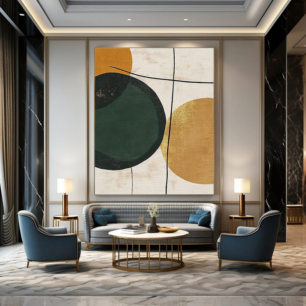 Geometric Circles with Gold for Mid - Century Modern Home & Chic Home Office STSC467