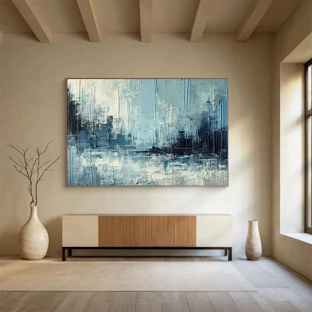 Blue - Grey Urban Abstract Art for Industrial - Style Loft DLZ2751