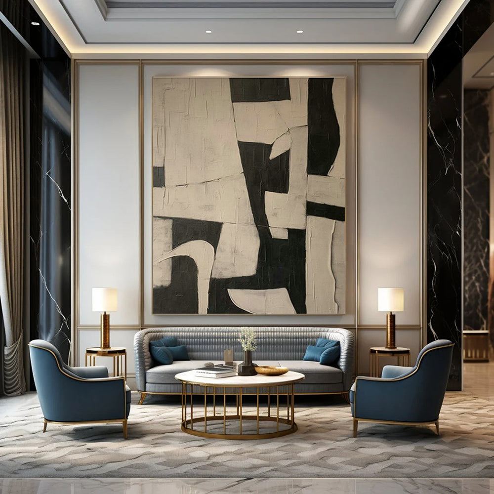 Black - White Geometric Art for Industrial - Style Café Feature Walls DLZ0207