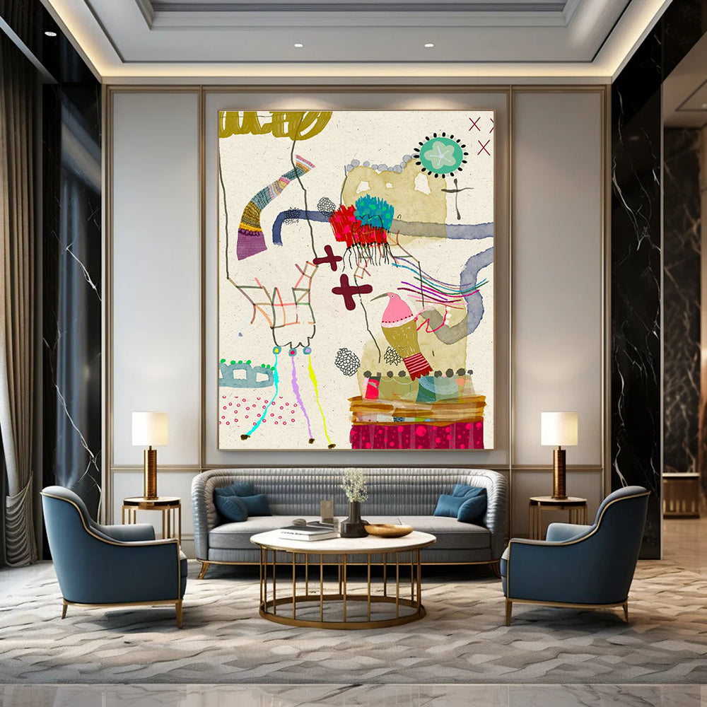 Whimsical Collage Art for Kids' Playroom Creativity Zones DLZ0161