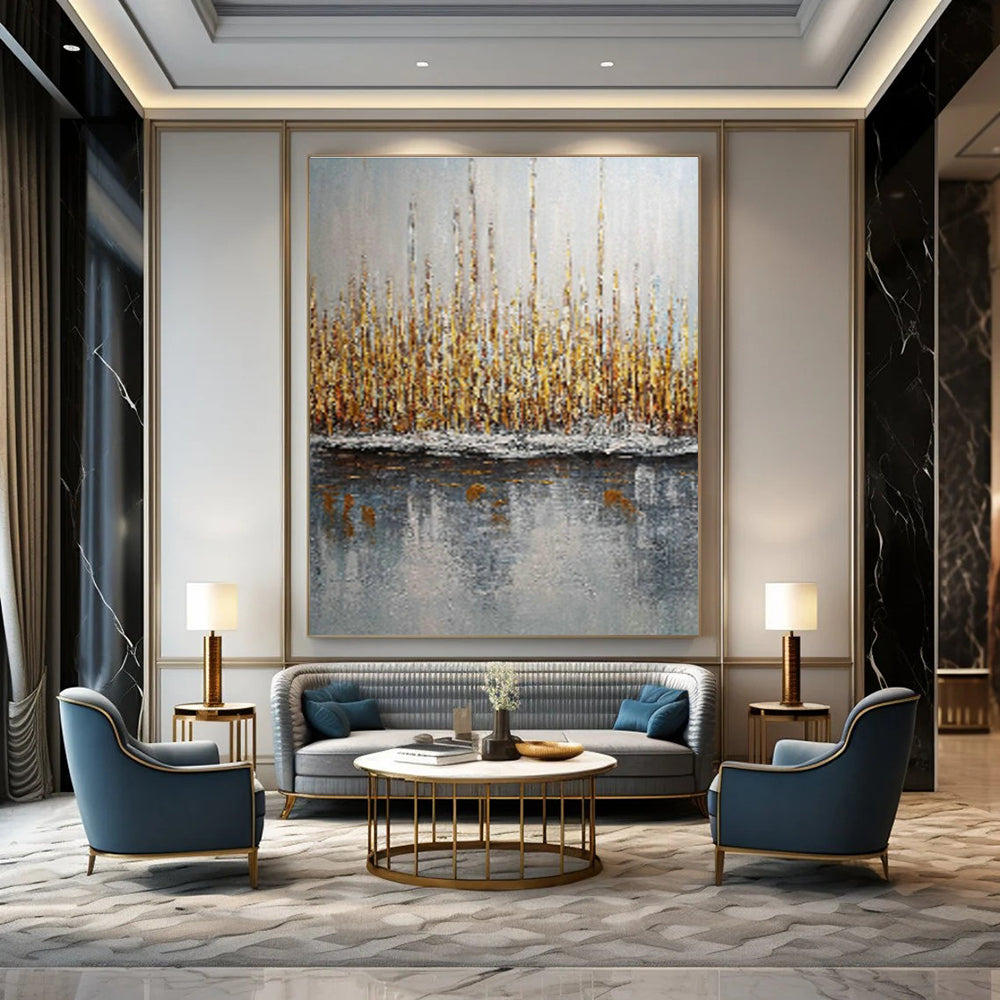 Golden Reeds Reflection for Lakeside Bed - and - Breakfast & Nature Lover’s Home Office DLZ0888