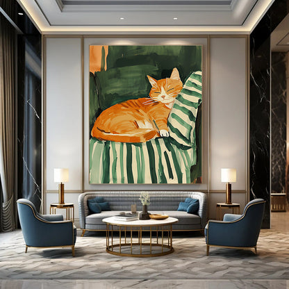 Sleeping Orange Cat for Cozy Home Bedroom & Cat - Lover’s Café STSC1016