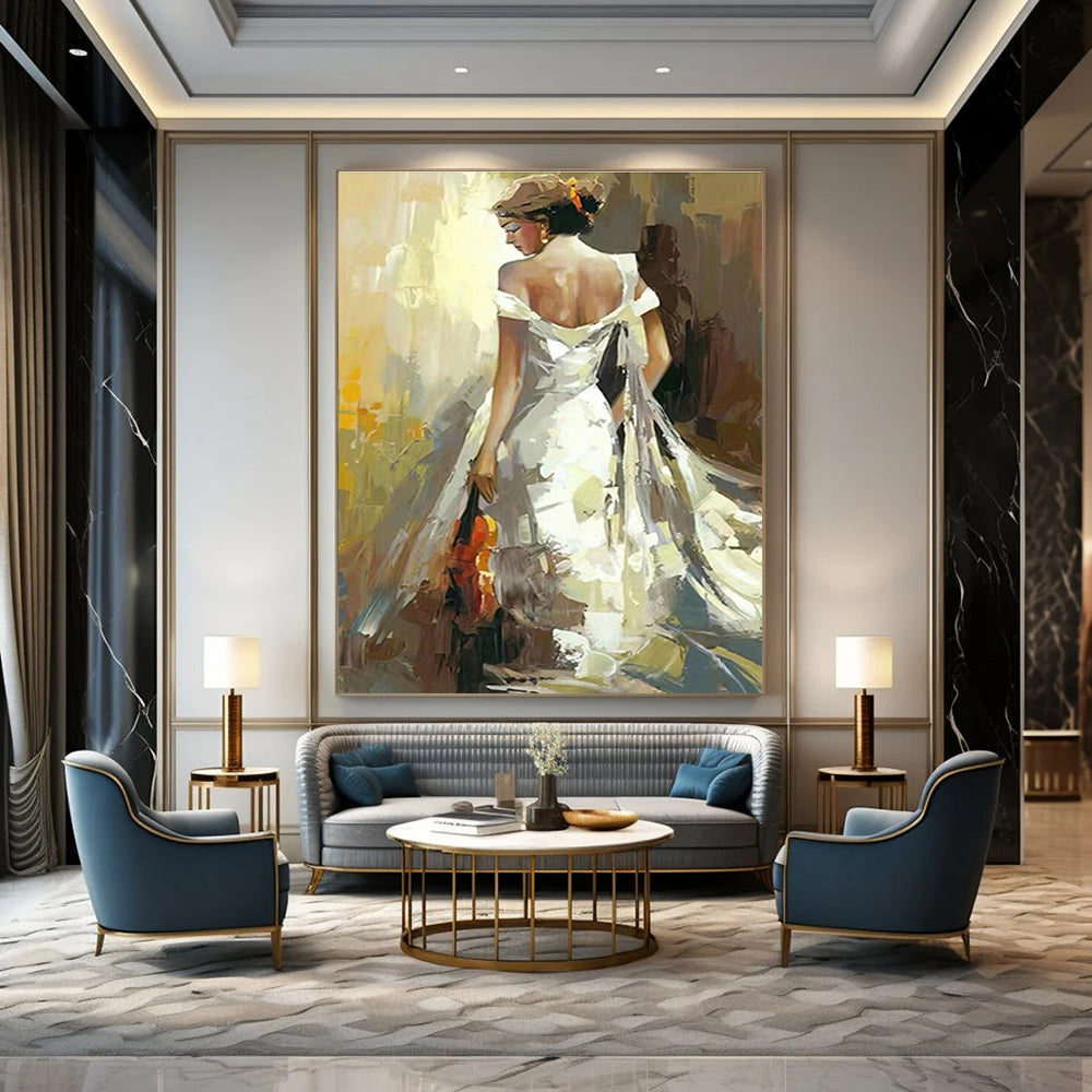 Artistic Woman with Violin Art for Music Room & Boho - Chic Living Space DLZ1964
