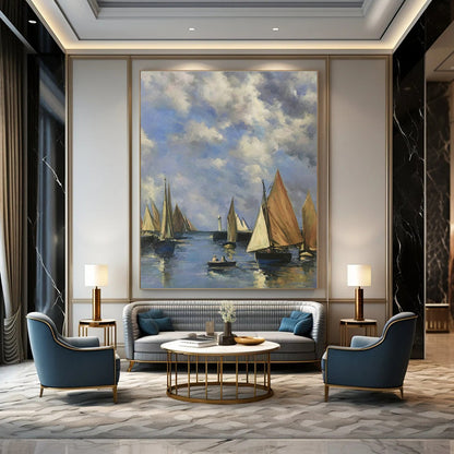 Sailboats on Calm Waters Art for Coastal Home & Yacht Club DLZ0620