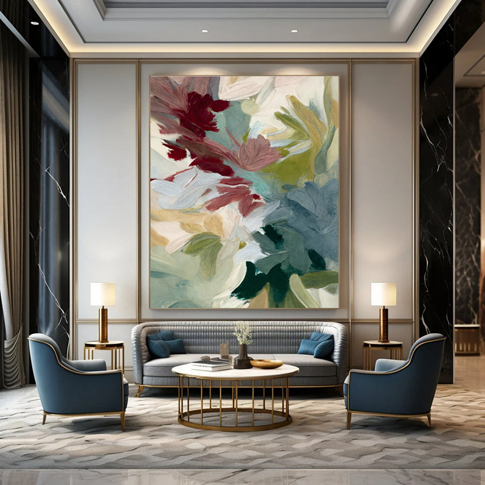 Pastel - Colored Floral Abstract Art for Girls' Bedroom & Light - Style Café DLZ1358