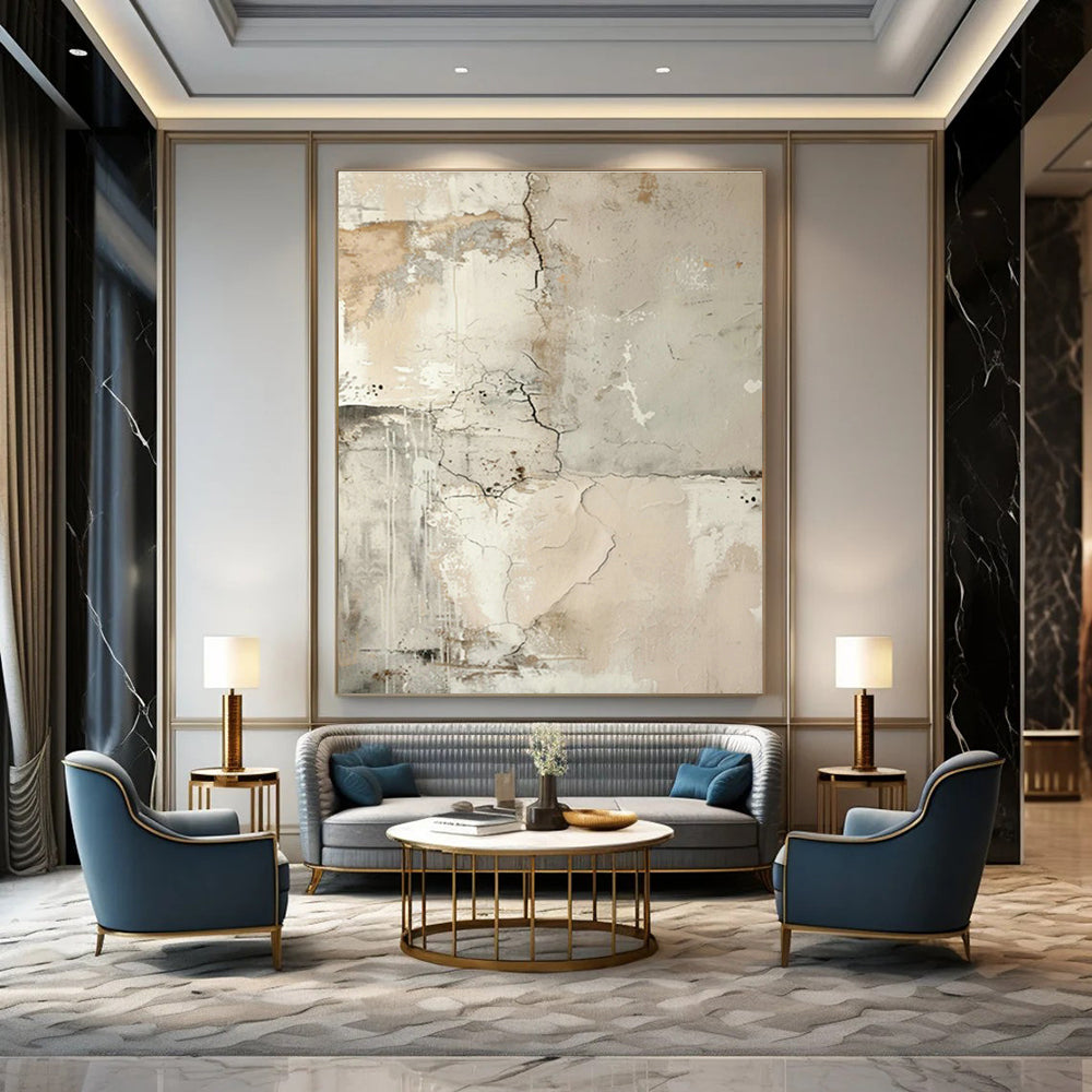 Gray - White - Brown Abstract Art for Industrial Home & Art Gallery DLZ1258