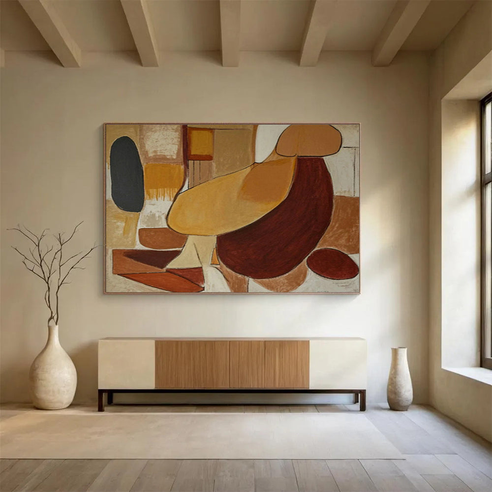 Brown - Yellow Minimalist Figure for Mid - Century Dining Areas DLZ2472
