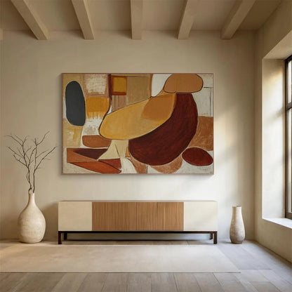 Brown - Yellow Minimalist Figure for Mid - Century Dining Areas DLZ2472