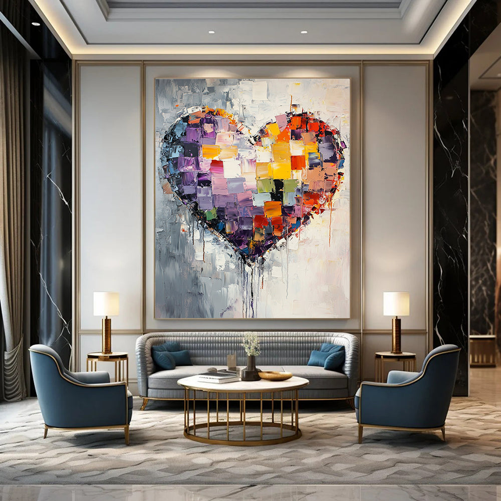 Colorful Patchwork Heart for Bohemian - Style Living Room & Love - Themed Gallery STSC559