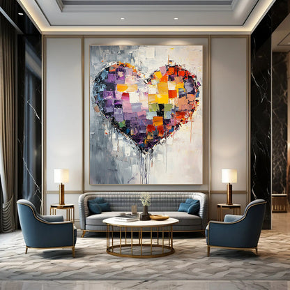 Colorful Patchwork Heart for Bohemian - Style Living Room & Love - Themed Gallery STSC559