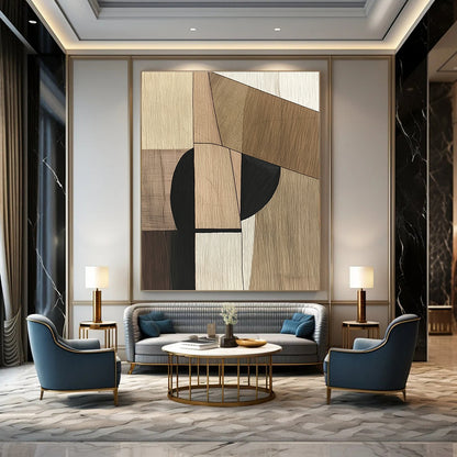 Geometric Wood - Tone Abstract for Mid - Century Modern Home & Minimalist Office STSC541