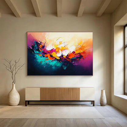 Colorful Flower Burst Art for Romantic Wedding Venue & Bohemian Living Room SC320