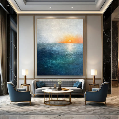Minimalist Sea Sunset Art for Coastal Condo & Modern Café STSC094