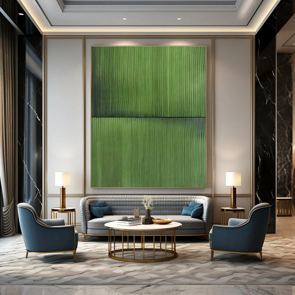Green Vertical Lines Art for Eco - Friendly Home Study Spaces & Plant - Filled Work-from-Home Nooks DLZ0298