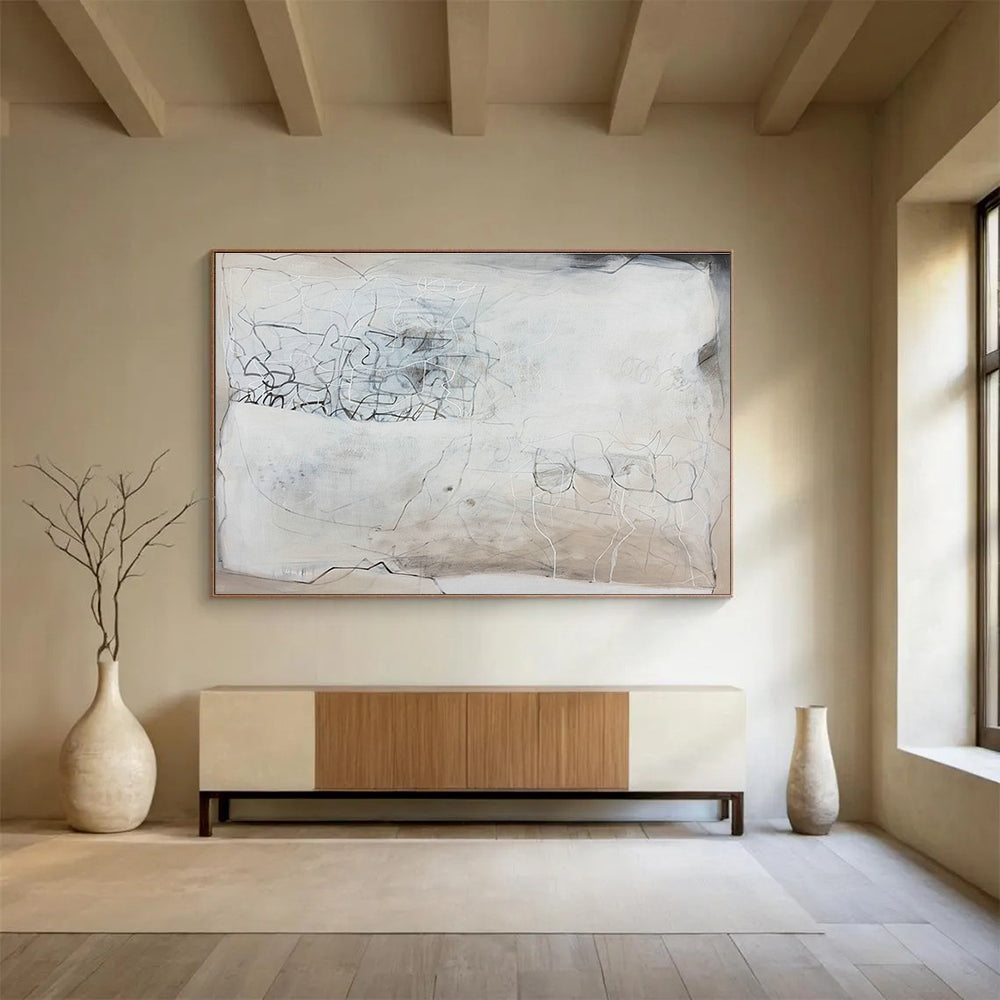 Gray - White Minimalist Abstract for Modern Hallways DLZ2465