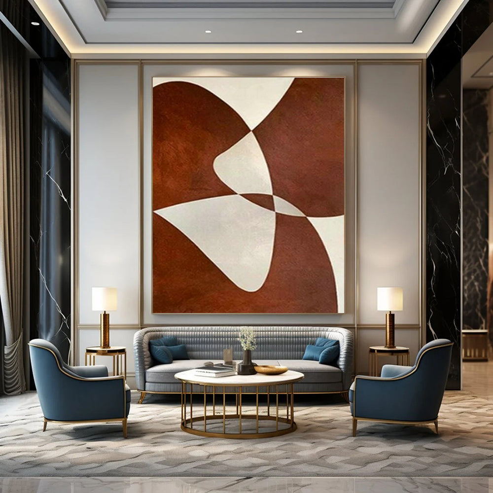 Geometric Brown - White Art for Modern Living Room & Office Reception DLZ2018