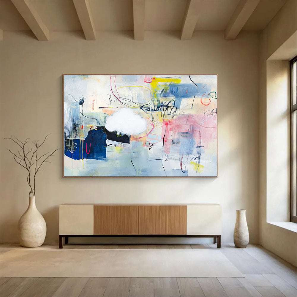 Abstract with Cloud Element Art for Dreamy Bedroom & Intimate Art Gallery SC477