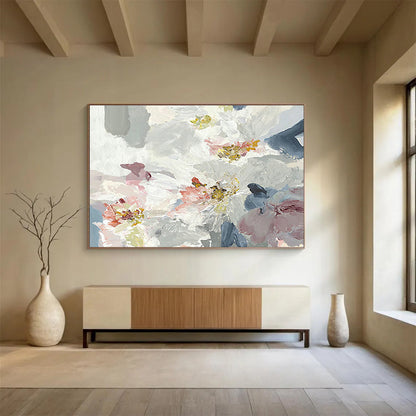 Delicate Pink - White Floral Abstract Art to Craft a Charming and Romantic Bedroom Escape DLZ2788
