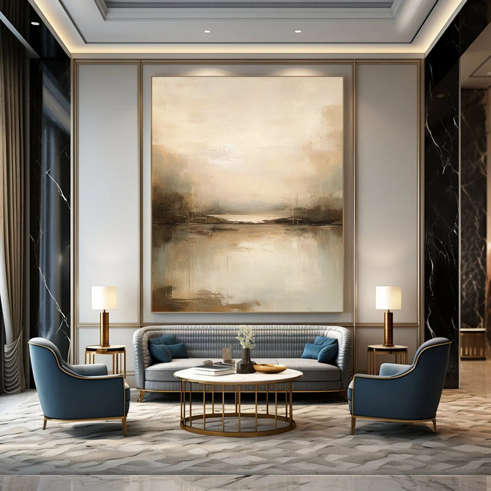 Misty Lake Landscape Abstract Art for Bedroom & Spa Retreat DLZ1260