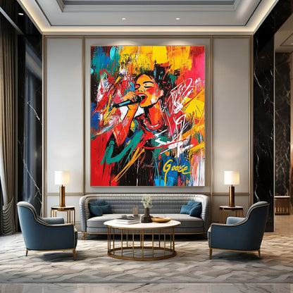 Colorful Singer Portrait Art for Music Room & Café STSC707