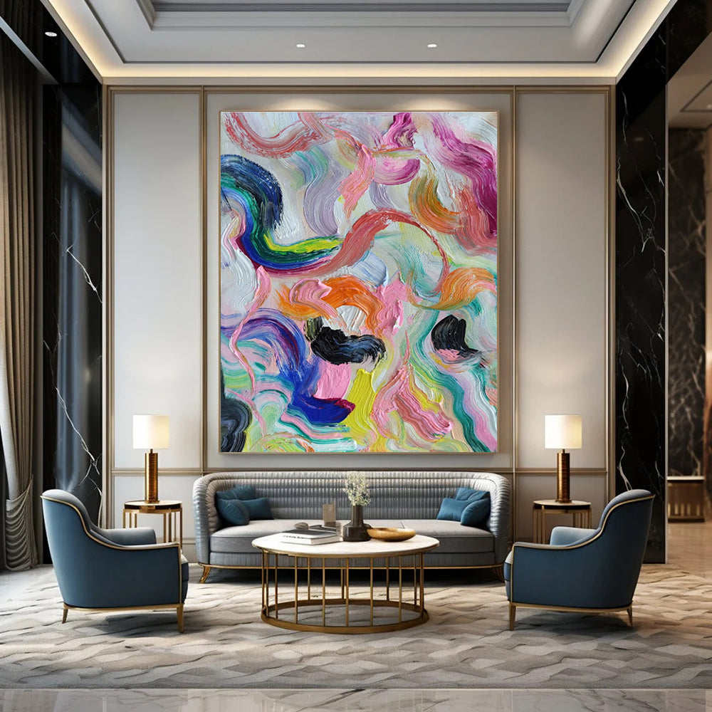Colorful Flowing Abstract Art for Bohemian Living Room & Creative Studio DLZ0780