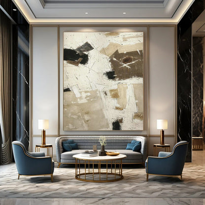Beige - Brown Abstract Art for Minimalist Home Study Nooks DLZ0210