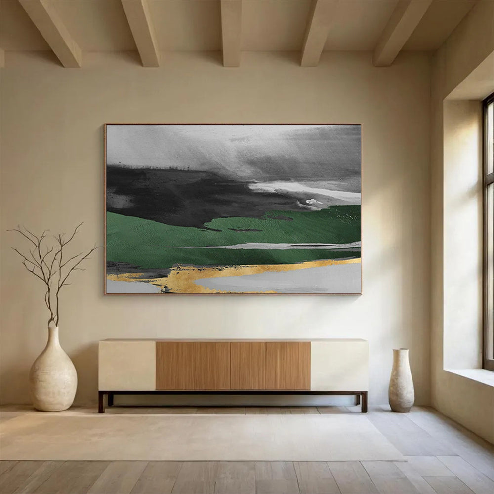 Dark Green - Gold Abstract for Luxury Home Office DLZ2990