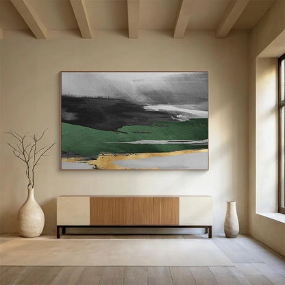 Dark Green - Gold Abstract for Luxury Home Office DLZ2990
