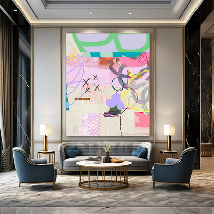 Pink - Purple Abstract Art for Boho - Chic Home Bedroom Walls DLZ0098