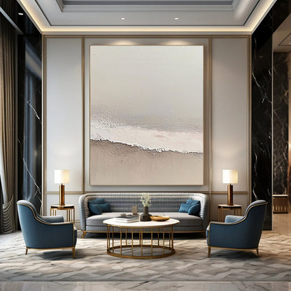 Minimalist Beige and White Art for Modern Home Office & Calm Home Library STSC1427