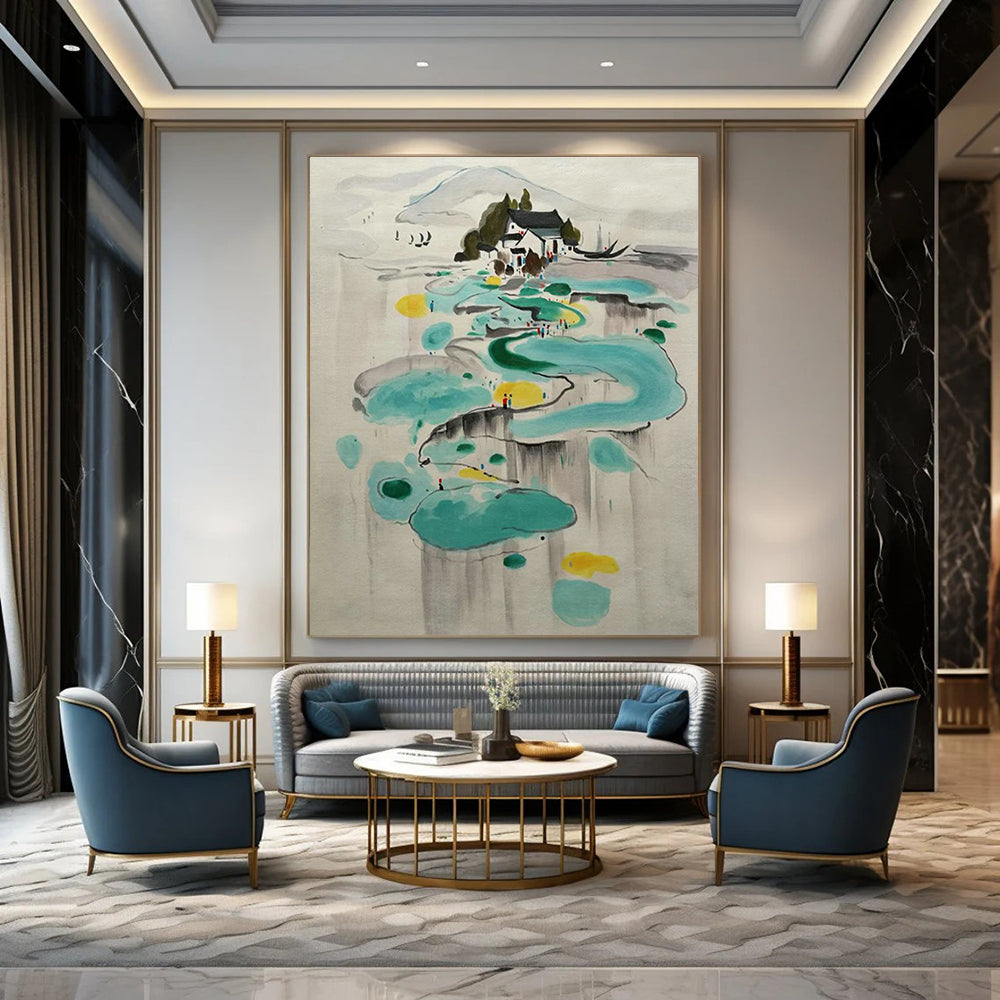 Ink - Wash Landscape Abstract Art for Oriental - Style Teahouse & Traditional Residence DLZ2284