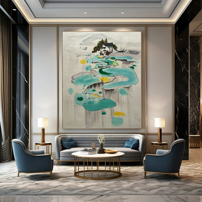 Ink - Wash Landscape Abstract Art for Oriental - Style Teahouse & Traditional Residence DLZ2284