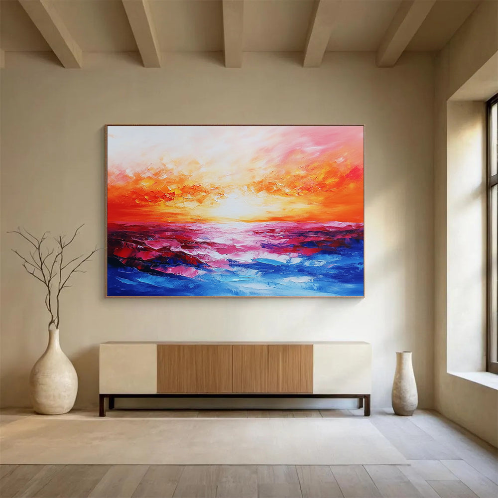 Vivid Sunset Sea Art for Beachfront Bar & Bold Dining Room SC074