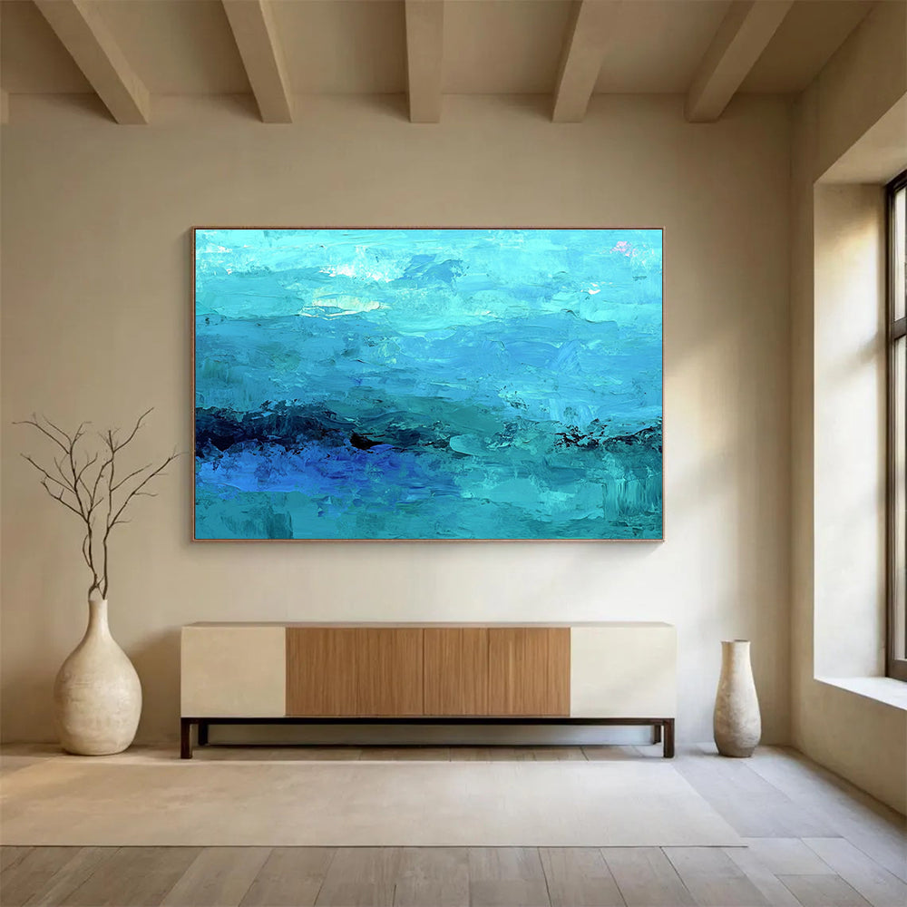 Blue Ocean Abstract Art for Coastal Home Living Room & Beachside Hotel SC201