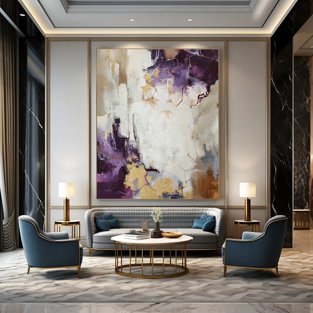 Luxe Purple - Gold Abstract Art for Bedroom & Living Room DLZ0398