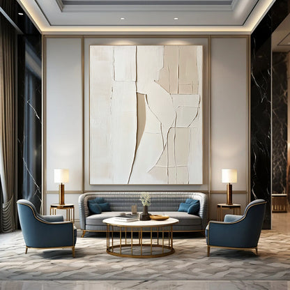 Textured White Abstract Architectural Abstract Art for Modern Home Hallway & Contemporary Art Gallery STSC1467