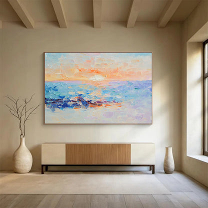Vibrant Sunset Beach Art for Tropical Resort Lobby & Lively Family Room SC107