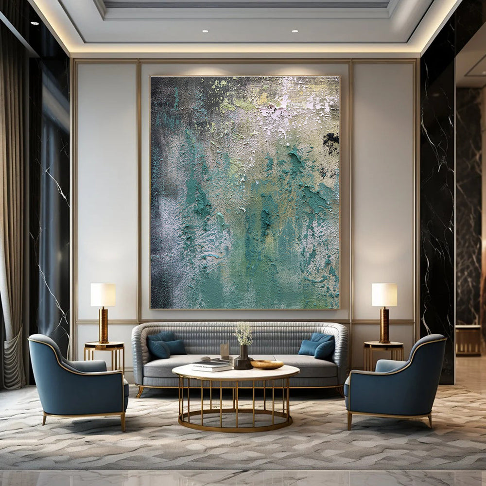 Textured Teal - Gray Abstract for Industrial Loft & Art Gallery Pop - Up DLZ0904