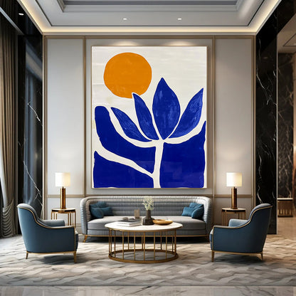 Blue Flower and Orange Sun Art for Bohemian - Style Café & Nature - Lover’s Home Studio STSC1332