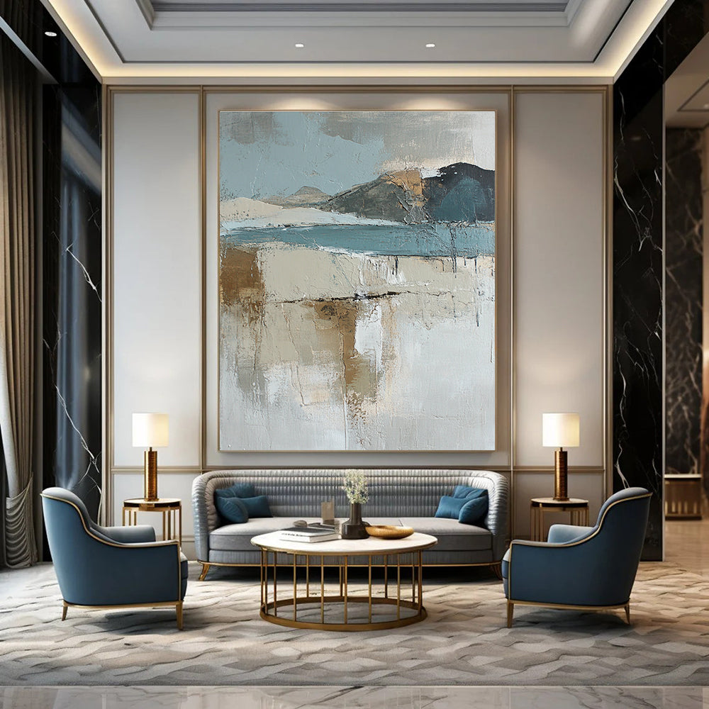 Textured Landscape with Muted Tones Art for Minimalist Home Library & Art - Inspired Meditation Space STSC145
