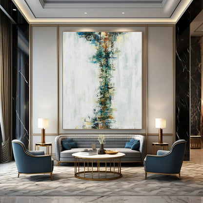 White - Blue - Green Abstract Art for Minimalist Home Entryway Walls DLZ0024